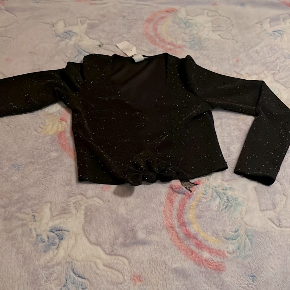 Black sparkly sheer crop top